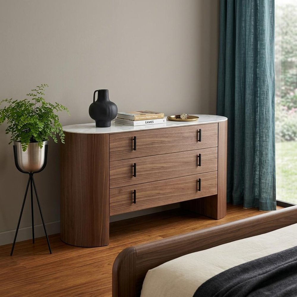 55" Brown Wood Three Drawer Dresser HomeRoots