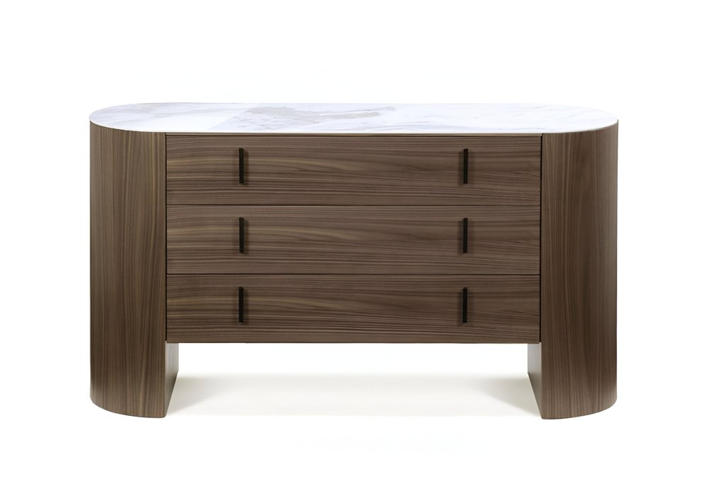 55" Brown Wood Three Drawer Dresser HomeRoots