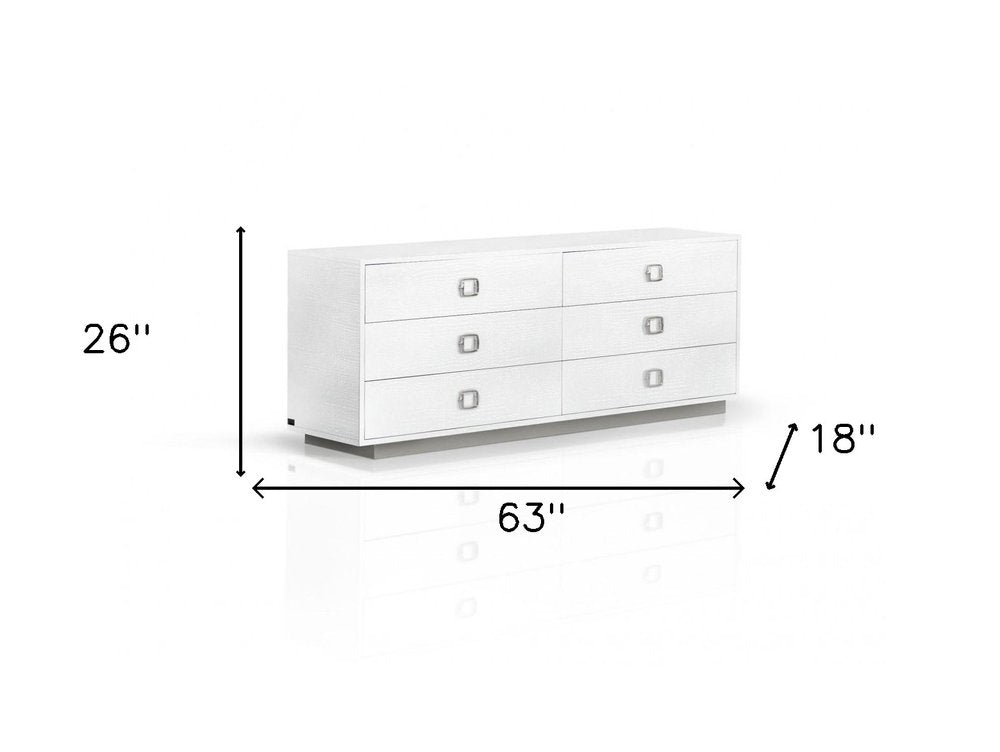 63" White Solid And Manufactured Wood Six Drawer Dresser HomeRoots