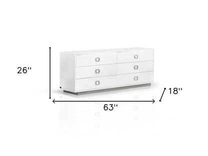 63" White Solid And Manufactured Wood Six Drawer Dresser HomeRoots