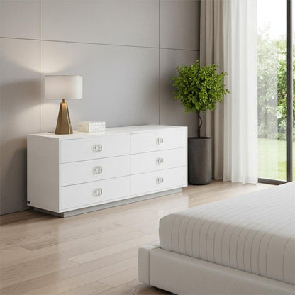 63" White Solid And Manufactured Wood Six Drawer Dresser HomeRoots