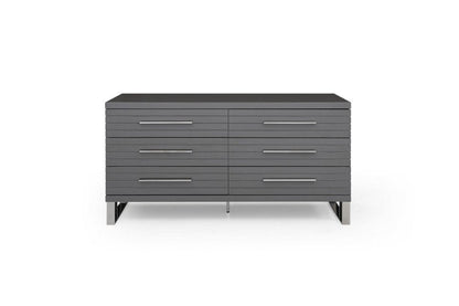 59" Grey Solid And Manufactured Wood Six Drawer Dresser HomeRoots