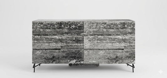 61" Gray Wood Six Drawer Double Dresser