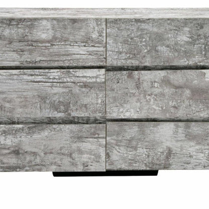 61" Gray Wood Six Drawer Double Dresser HomeRoots