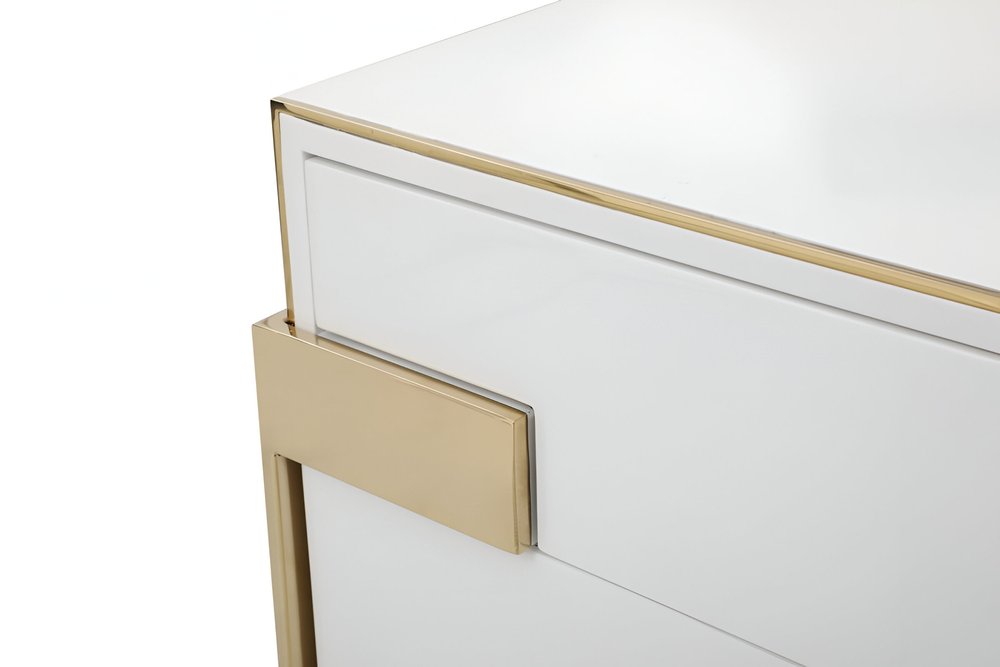 60" Gold And White Wood Six Drawer Double Dresser — view 3