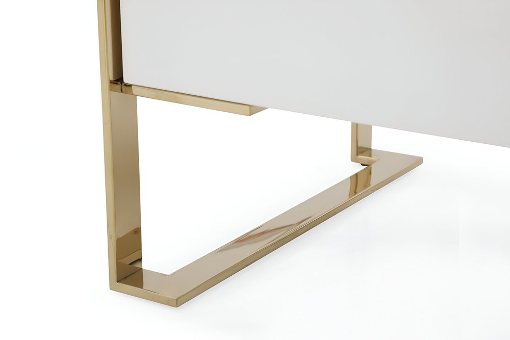 60" Gold and White Solid and Manufactured Wood Six Drawer Double Dresser HomeRoots