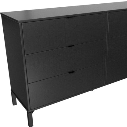 59" Black Charcoal Six Drawer Double Dresser