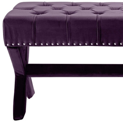45" Gray Upholstered Velvet Bench HomeRoots