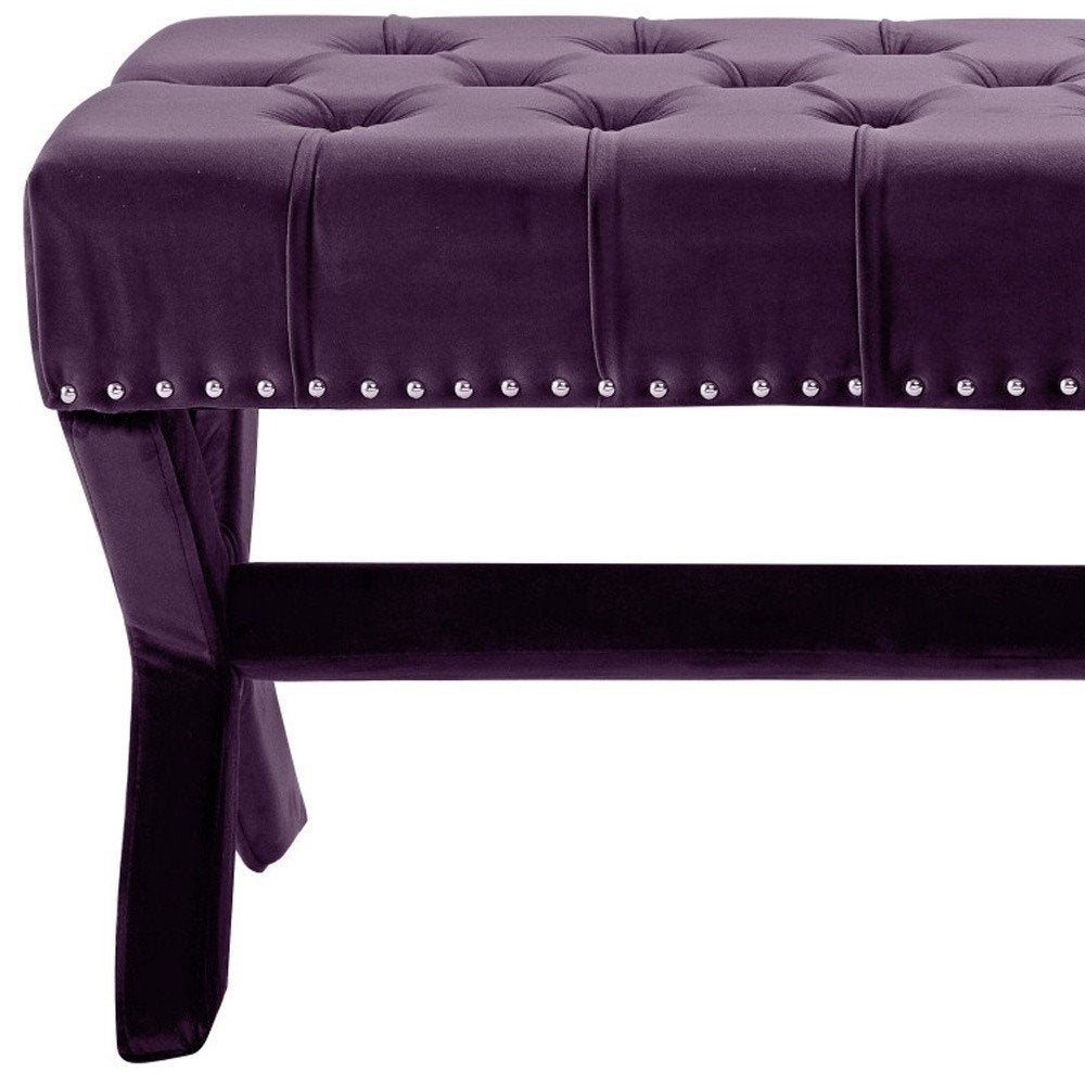 45" Gray Upholstered Velvet Bench HomeRoots