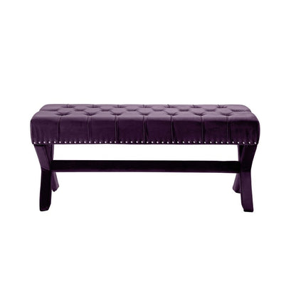 45" Gray Upholstered Velvet Bench HomeRoots