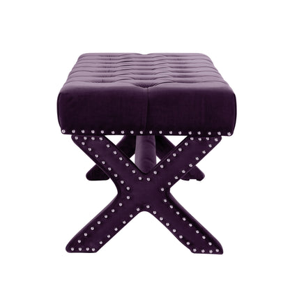 45" Plum Velvet Upholstered Bench