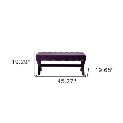 45" Plum Velvet Upholstered Bench