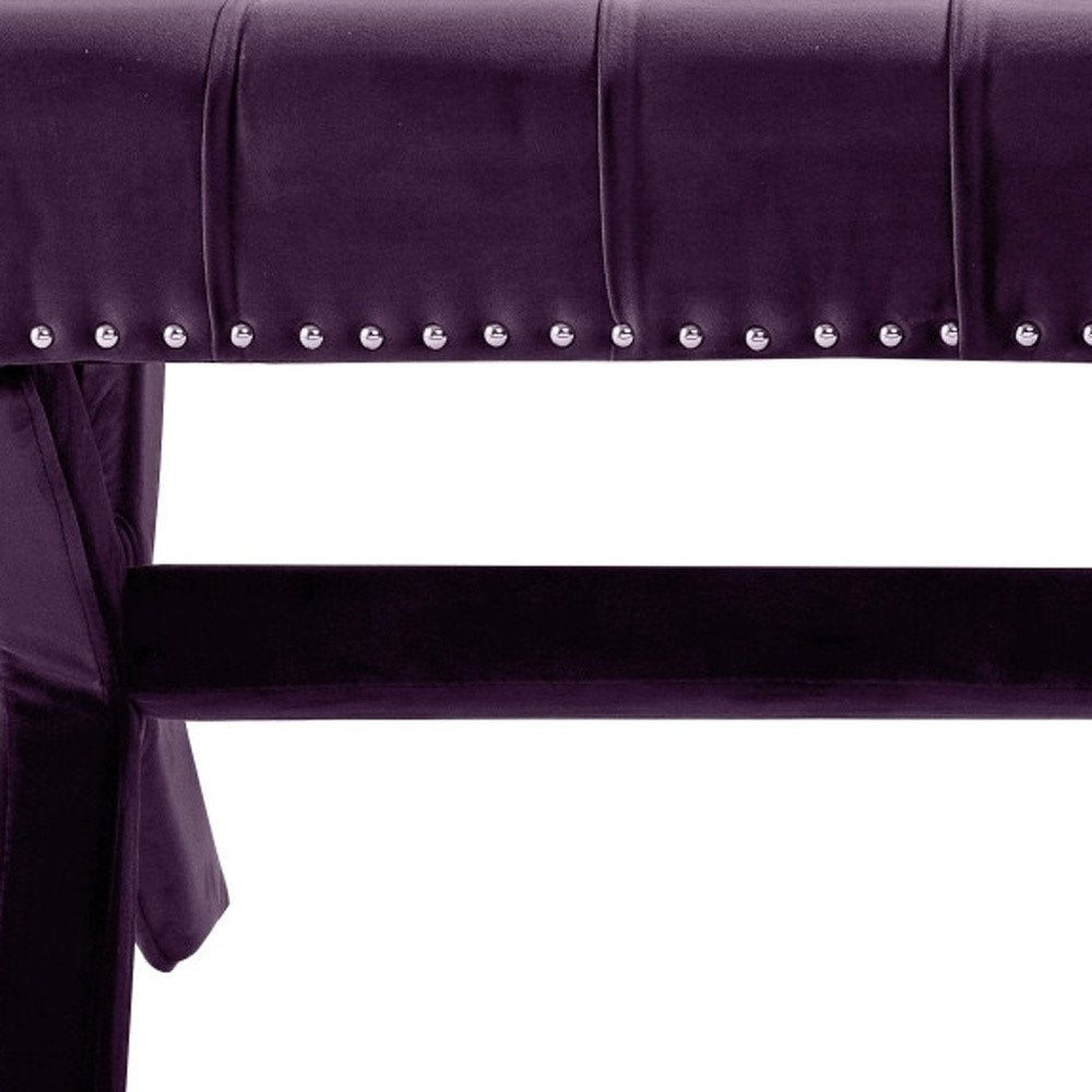 45" Gray Upholstered Velvet Bench HomeRoots