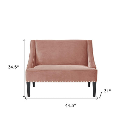45" Blush And Brown Upholstered Velvet Bench HomeRoots