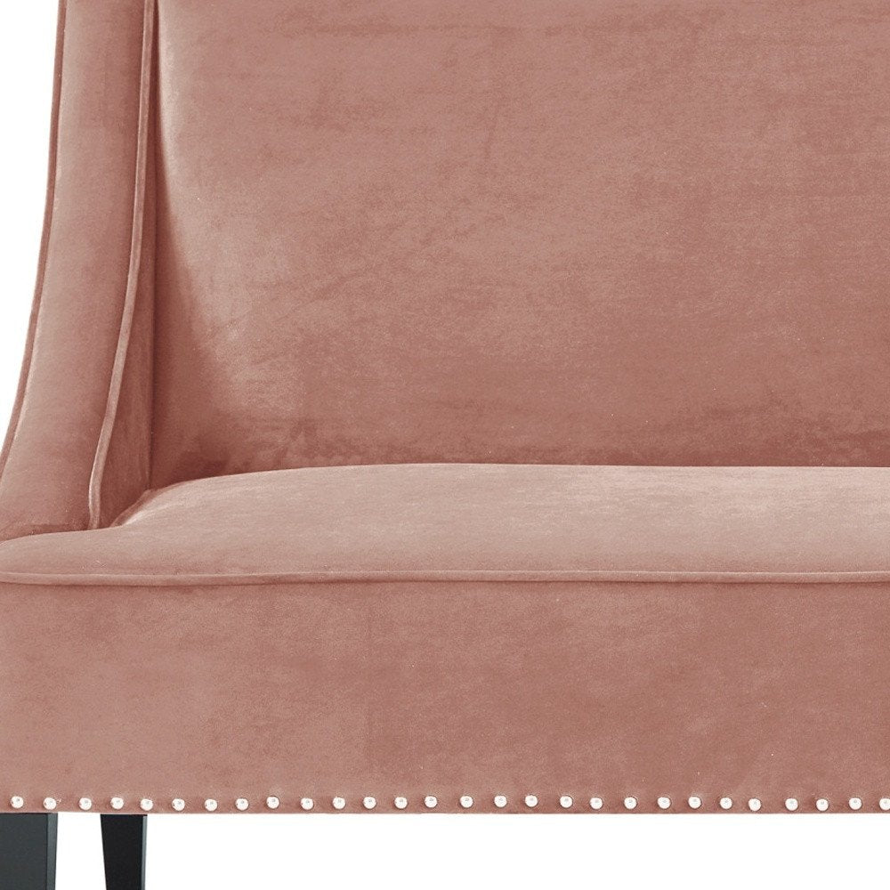 45" Blush And Brown Upholstered Velvet Bench HomeRoots