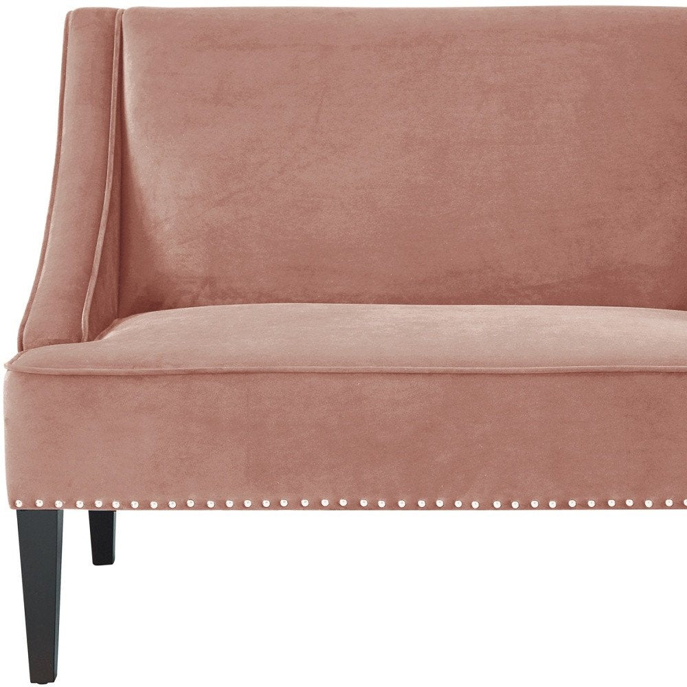 45" Blush And Brown Upholstered Velvet Bench HomeRoots