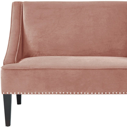 45" Blush And Brown Upholstered Velvet Bench HomeRoots