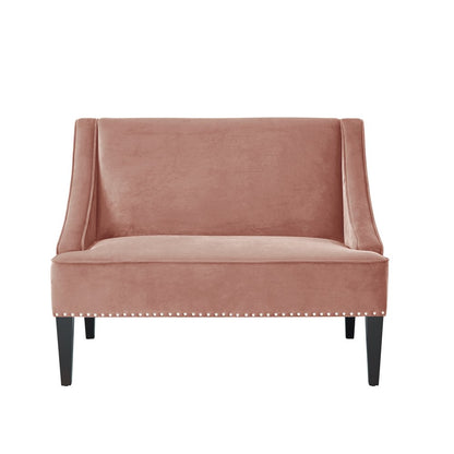 45" Blush And Brown Upholstered Velvet Bench HomeRoots