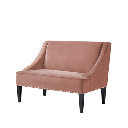 45" Blush And Brown Upholstered Velvet Bench HomeRoots