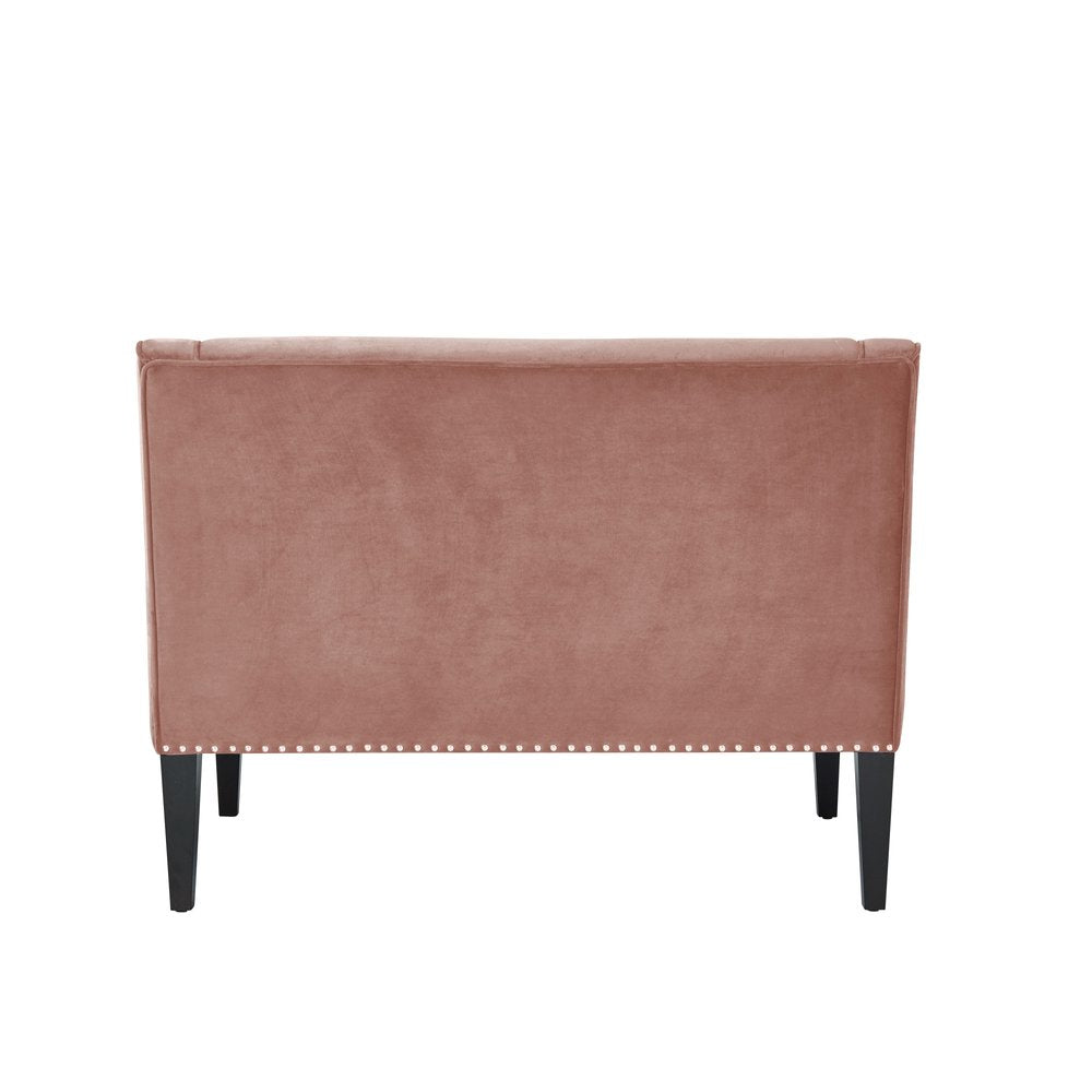 45" Blush And Brown Upholstered Velvet Bench HomeRoots
