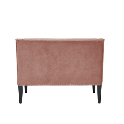 45" Blush And Brown Upholstered Velvet Bench HomeRoots