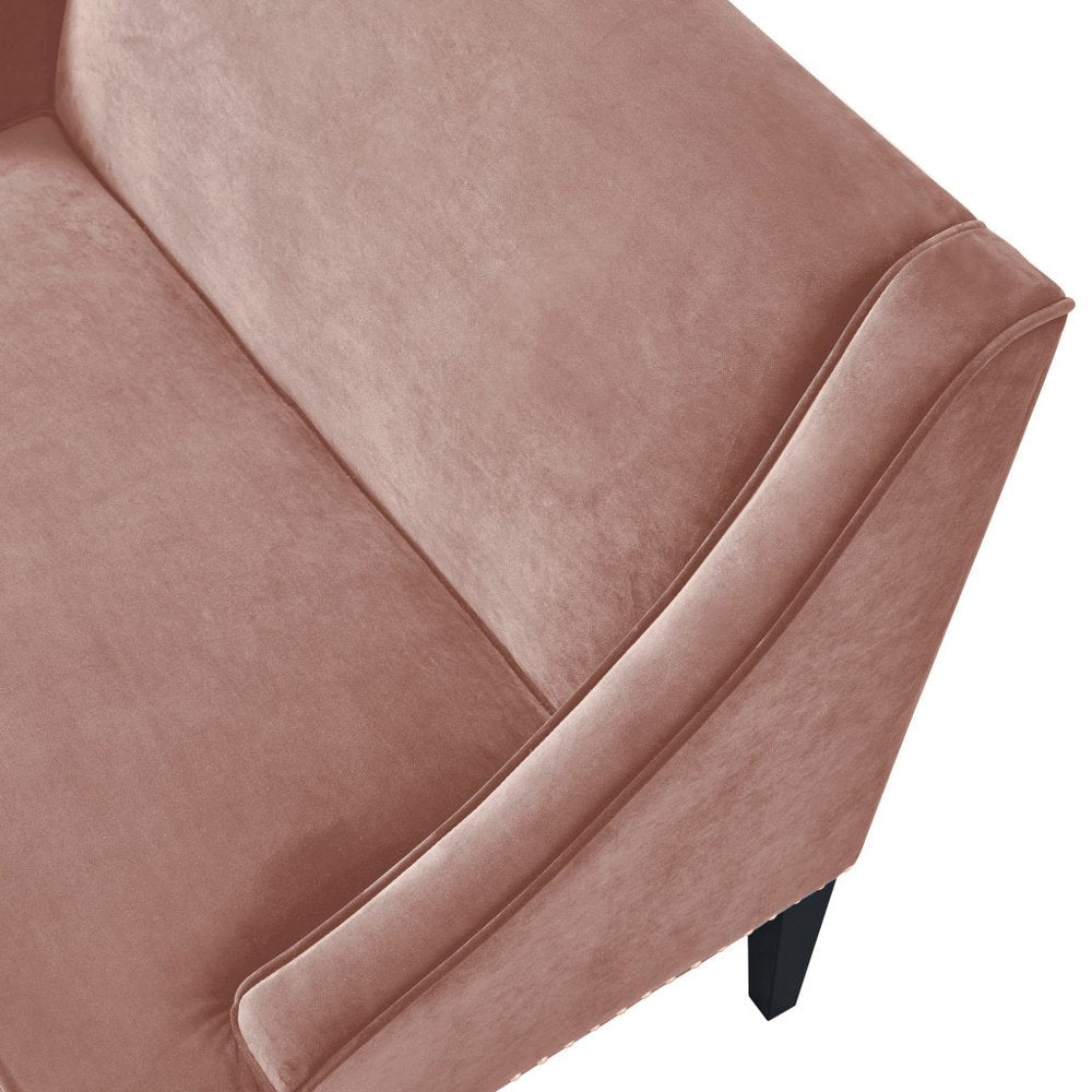 45" Blush And Brown Upholstered Velvet Bench — view 7