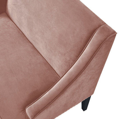 45" Blush And Brown Upholstered Velvet Bench HomeRoots