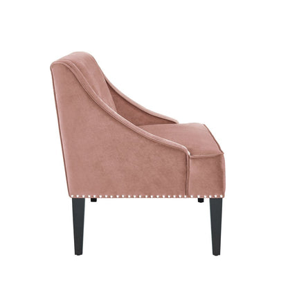 45" Blush And Brown Upholstered Velvet Bench HomeRoots