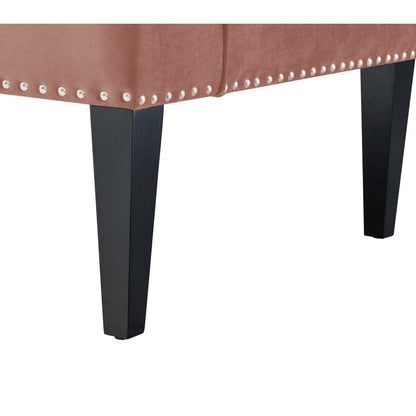 45" Blush And Brown Upholstered Velvet Bench HomeRoots