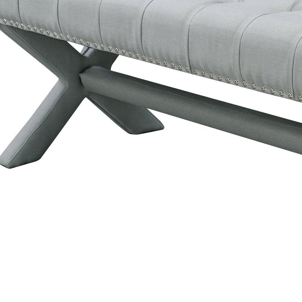 45" Gray Upholstered Velvet Bench HomeRoots