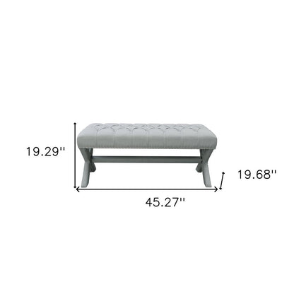 45" Gray Upholstered Velvet Bench HomeRoots