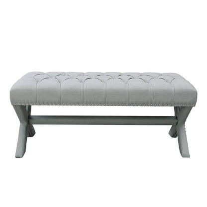 45" Gray Upholstered Velvet Bench HomeRoots