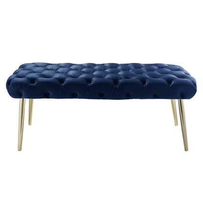 48" Fuchsia And Gold Upholstered Velvet Bench