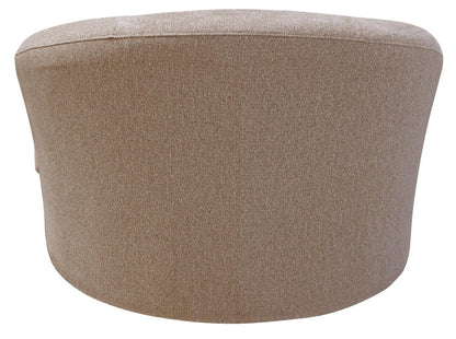 44" Sand Linen Upholstered Swivel Round Accent Chair And Toss Pillows HomeRoots