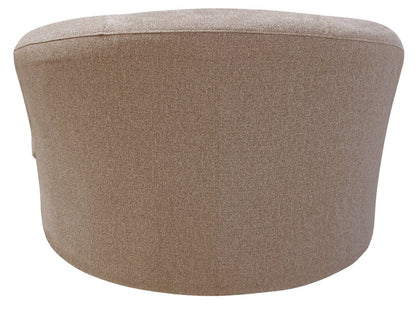 44" Sand Linen Upholstered Swivel Round Accent Chair And Toss Pillows HomeRoots