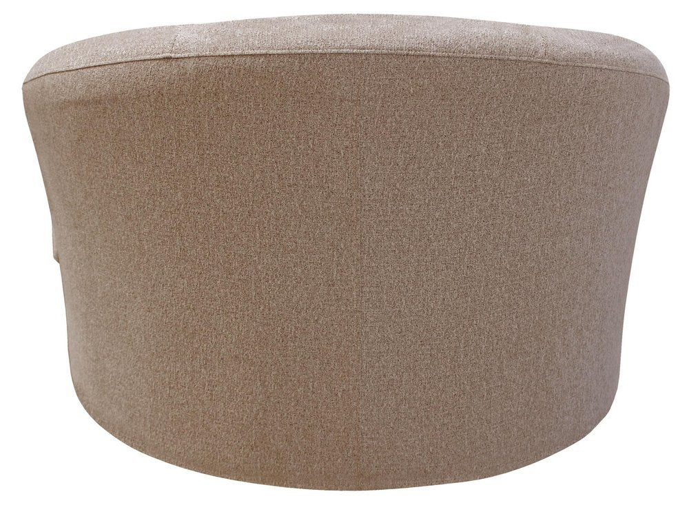 44" Sand Linen Upholstered Swivel Round Accent Chair And Toss Pillows — view 3