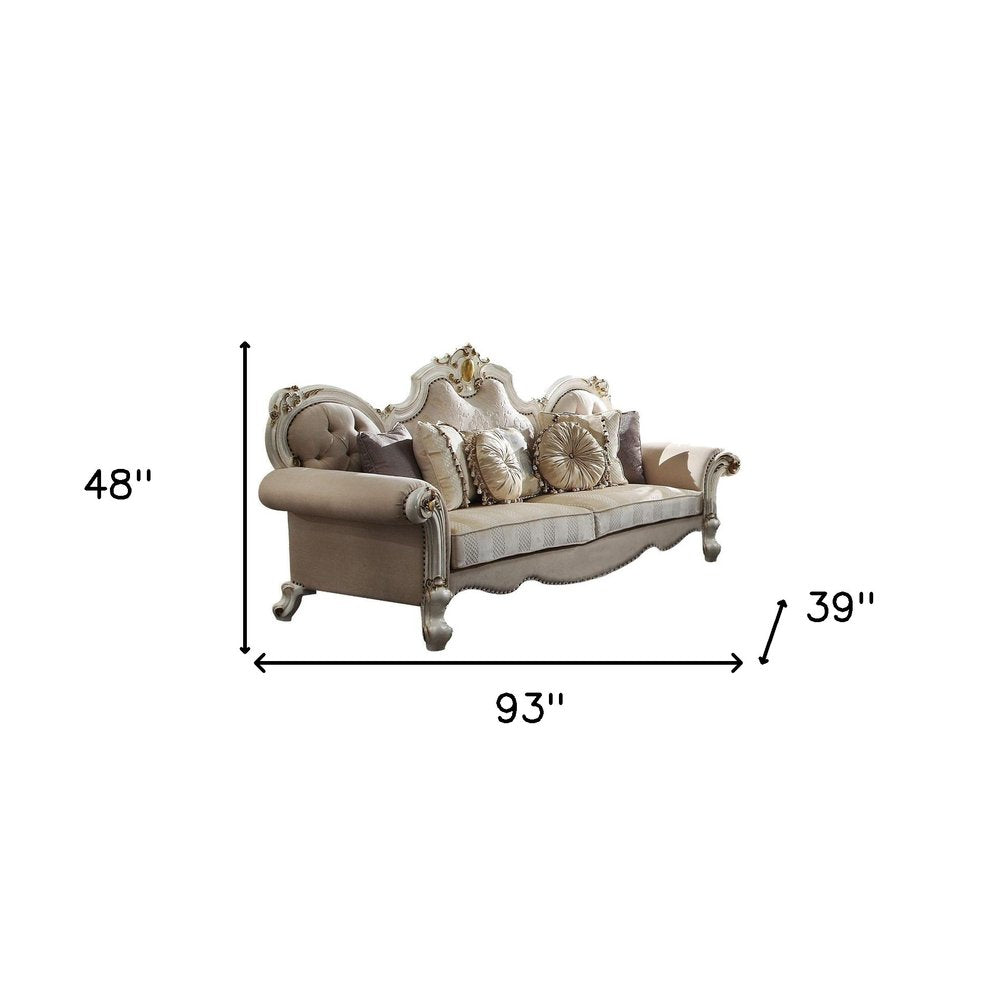 93" Pearl Velvet Sofa And Toss Pillows HomeRoots