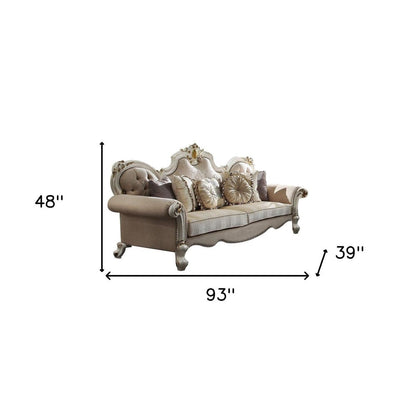 93" Pearl Velvet Sofa And Toss Pillows HomeRoots