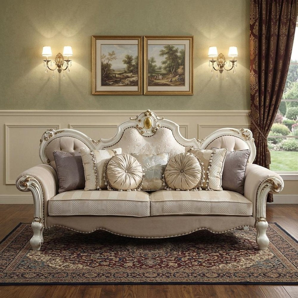 93" Pearl Velvet Sofa And Toss Pillows HomeRoots