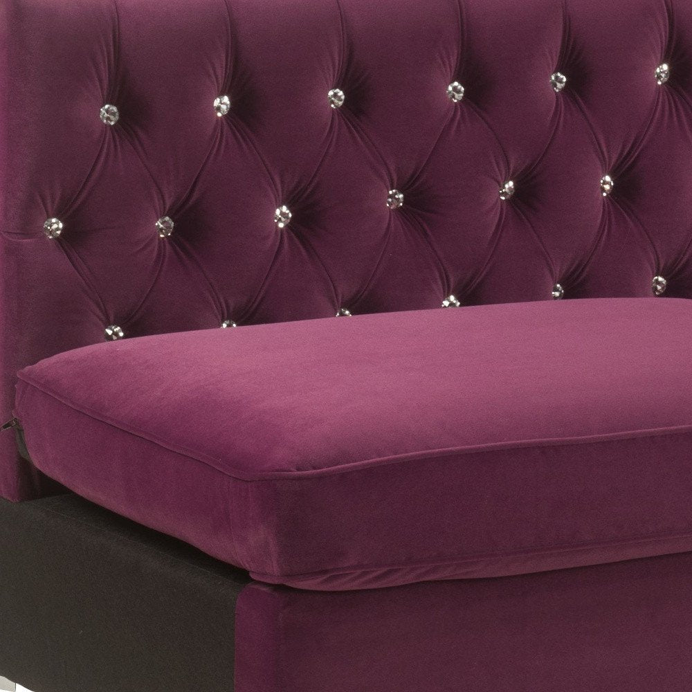 69" Burgundy Velvet Modular Sofa With Silver Legs HomeRoots