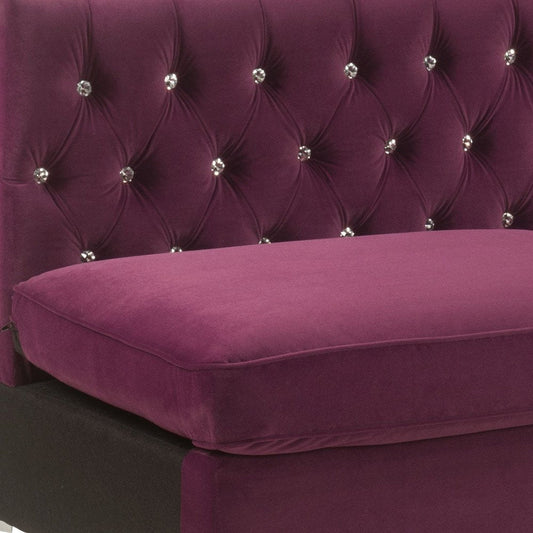 69" Burgundy Velvet Modular Sofa With Silver Legs HomeRoots