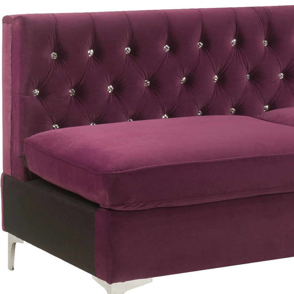 69" Burgundy Velvet Modular Sofa With Silver Legs HomeRoots