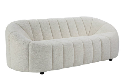 84" White Sherpa Sofa With Black Legs HomeRoots
