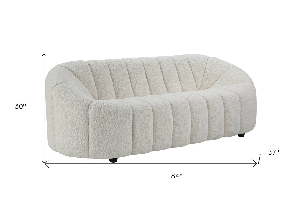 84" White Sherpa Sofa With Black Legs HomeRoots