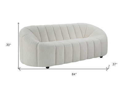 84" White Sherpa Sofa With Black Legs HomeRoots