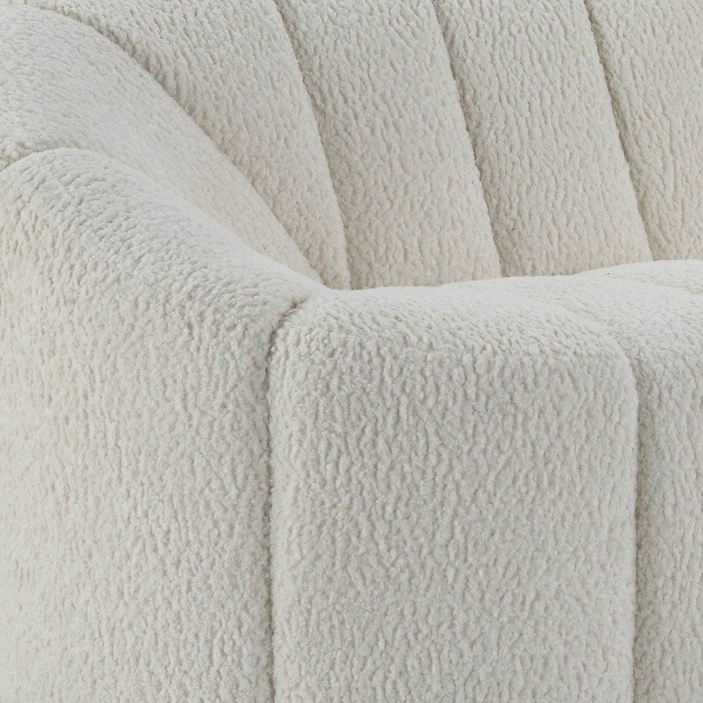 84" White Sherpa Sofa With Black Legs HomeRoots