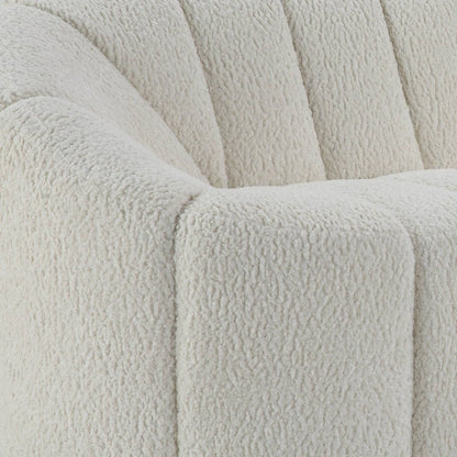 84" White Sherpa Sofa With Black Legs HomeRoots
