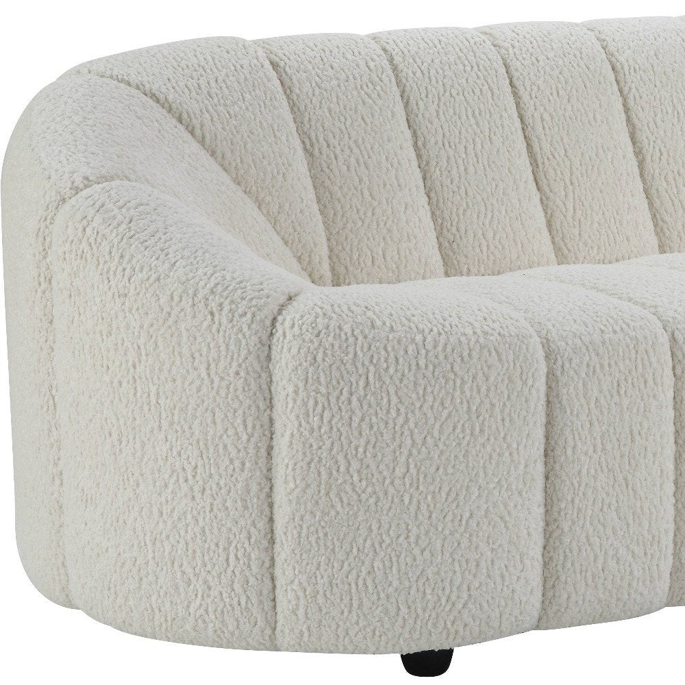 84" White Sherpa Sofa With Black Legs HomeRoots