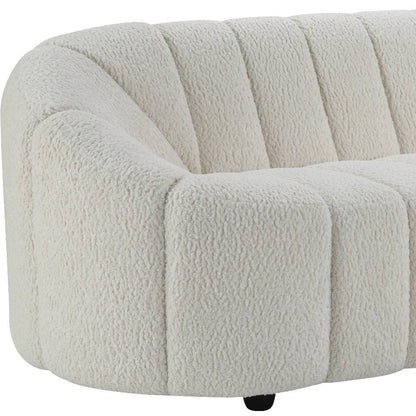 84" White Sherpa Sofa With Black Legs HomeRoots