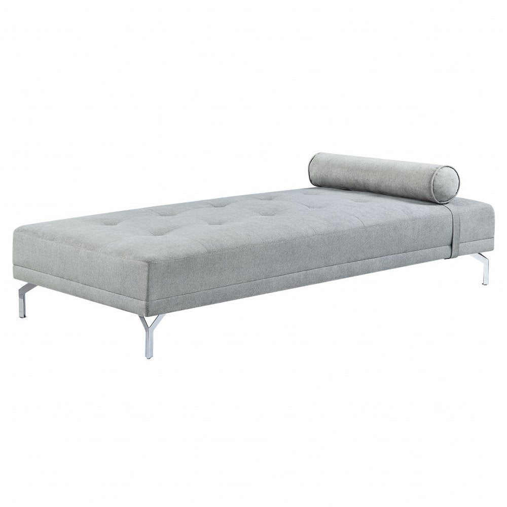 74" Gray Velvet Convertible Futon Sofa With Toss Pillow HomeRoots